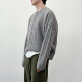 Premium Casual Henley Cable Knit Sweater