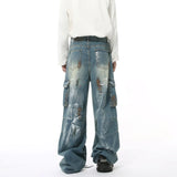 Lightweight Vintage Distressed Cargo Jeans