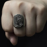 Vintage Punk Prayer Hands Finger Ring