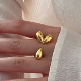 Golden Heart Water Drop Ring