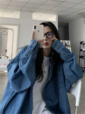Cozy Niche Loose Retro Deep Blue Denim Shirt