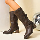 Retro Brown Hip Hop Cowboy Leather Boots