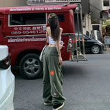 Vintage Green Flower Cargo Pants