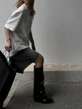 Dark Japanese Style Knee-Length Denim Short