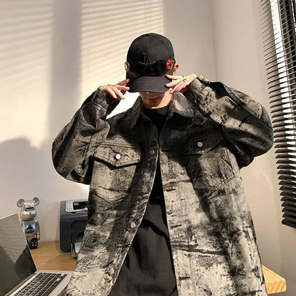 Streetwear Retro American Style Cargo Denim Jacket