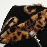 Thick Tiger Print Fur Collar Parka Padded Jacket