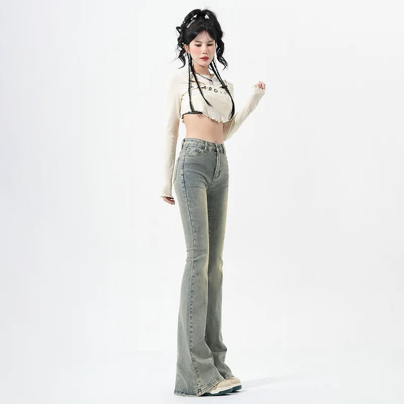 High Waist Vintage Blue Flare Jeans