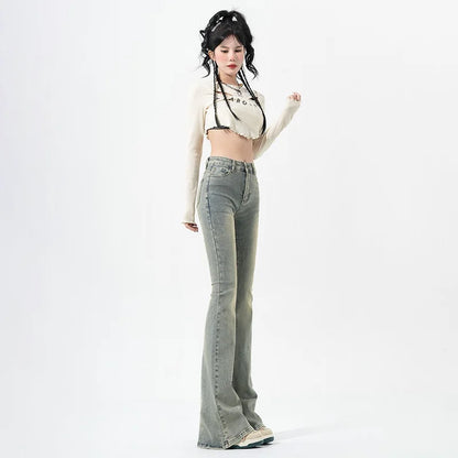 High Waist Vintage Blue Flare Jeans