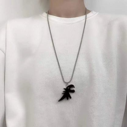 Black Cartoon Dinosaur Pendant Necklaces