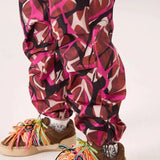 Thorn Flower Printed Camouflage Baggy Pants