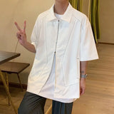 Casual Bright Thread Splicing Short Sleeved Zippper Shirt