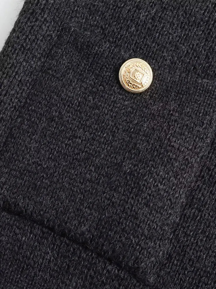 Golden Buttons Knitted Cardigan Sweater