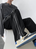 Casual Loose Fit Black Zipper Pants