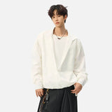 Elevated Lapel Fake Two Piece Long Sleeve Shirt