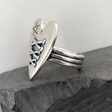 Vintage Thai Silver Heart Bandage Ring