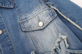Embroidery Star Patch Washed Denim Jacket