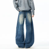 Durable Contrast Color Curved Knife Wide-Leg Jeans
