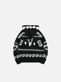 Cozy Retro Jacquard Zipper Hooded Cardigan