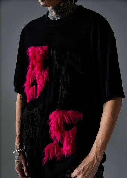 Edgy Cool Patchwork Fur T-Shirt