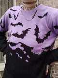 Halloween Bats Pattern Knitted Sweater