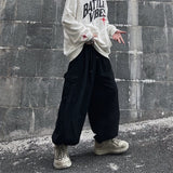 Solid Baggy Wide-Leg Cargo Pants