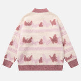 Butterfly Pattern Half Zipper Sweater