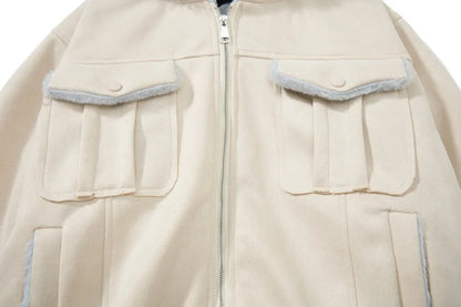 Thick Fleece with Pockets Fur Hooded Jacket
