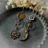 Vintage Sun Moon Face Pendant Earrings