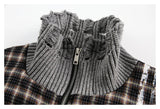 Streetwear Plaid Ripped Hole Unisex Knit Splicing Jacket