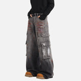 American Style Ink Splash Denim Cargo Jeans