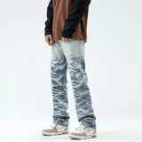 Rugged Look Gradient Blue Loose Straight Jeans