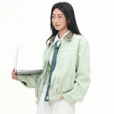 High Quality Green Lapel Aviator Jacket