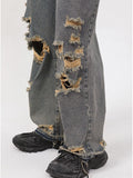 Retro Holes Jeans Denim Pants