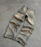 Y2K Distressed Retro Embroidery Jeans