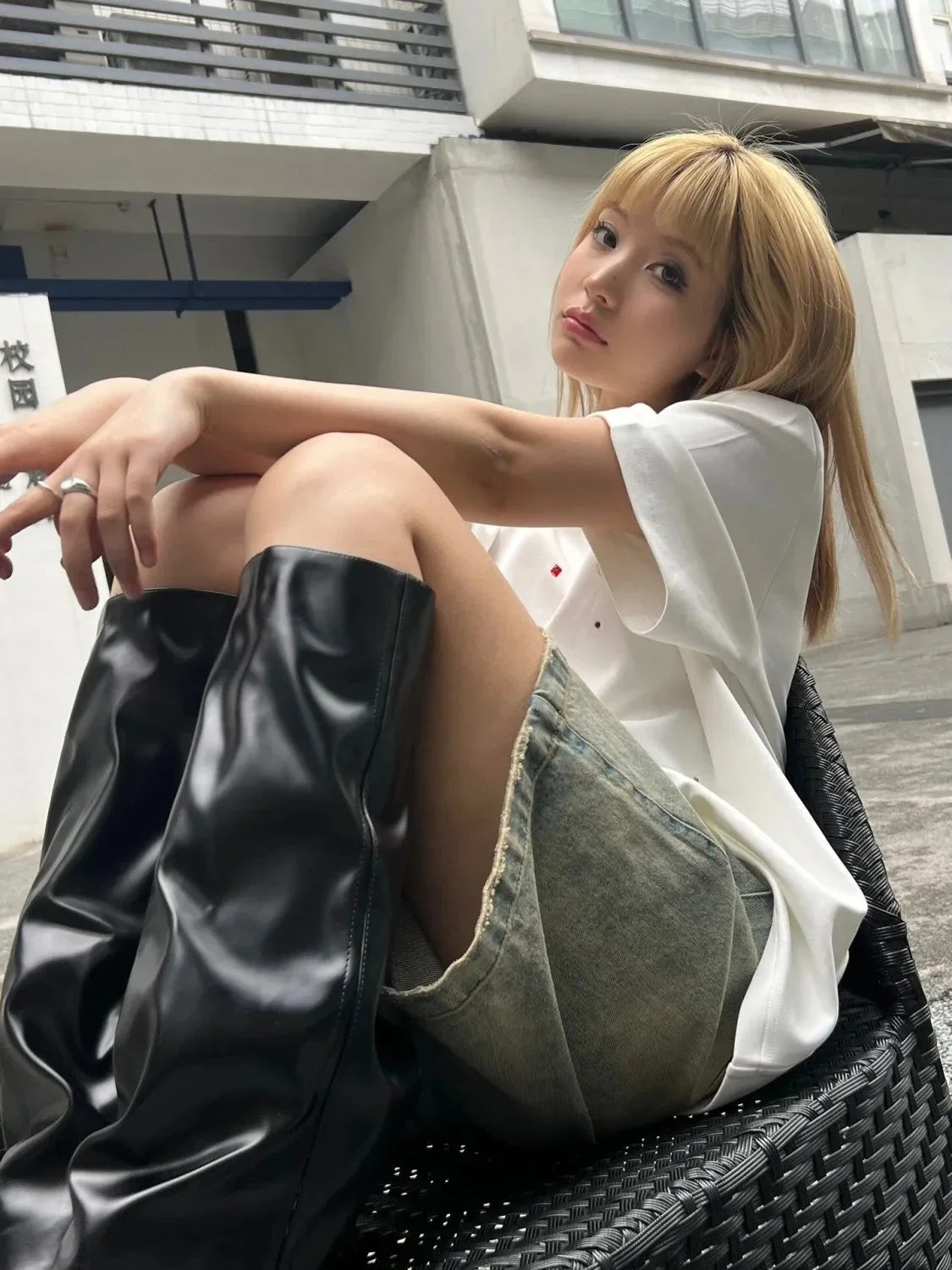 Dark Japanese Style Knee-Length Denim Short