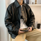 Handsome Retro American Brown Leather Jacket