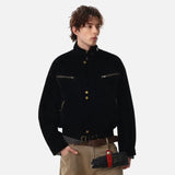 Fashionable High Street Stand Collar Suede Jacket