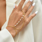 Geometric Punk Rings Set With Wrist Chain