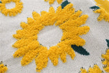 Sunflower Pattern Textured Knit Sweater