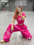 Pink Y2K Bufferfly Pattern Wide Leg Sweatpants
