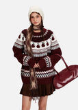 Cozy Soft Fair Isle Knitted Crewneck Sweater