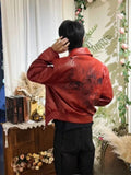 Classic American Style Chic Red Leather Jacket