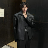 Sleek Buttonless PU Motorcycle Leather Jacket