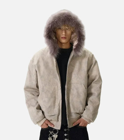 Effortless With Large Pockets Fur Hooded Jacket