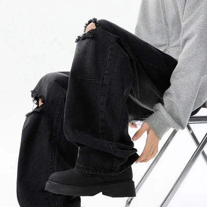 Classic Ripped Wide Leg Jeans