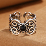 Ethnic Silver Wide Pattern Thai Ring