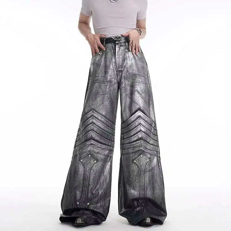 Mens Breathable High-Quality Wide Leg Jeans