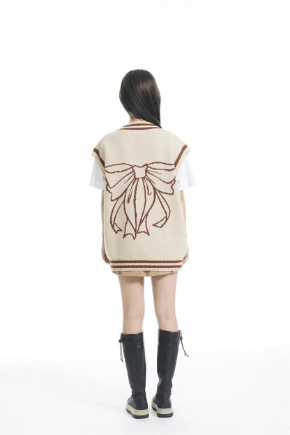 Women Trend Basic Jacquard Bow Sweater