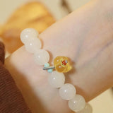 Elegant White Jade Beaded Bracelet