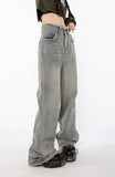 Raw Edged Baggy Washed Denim Pants
